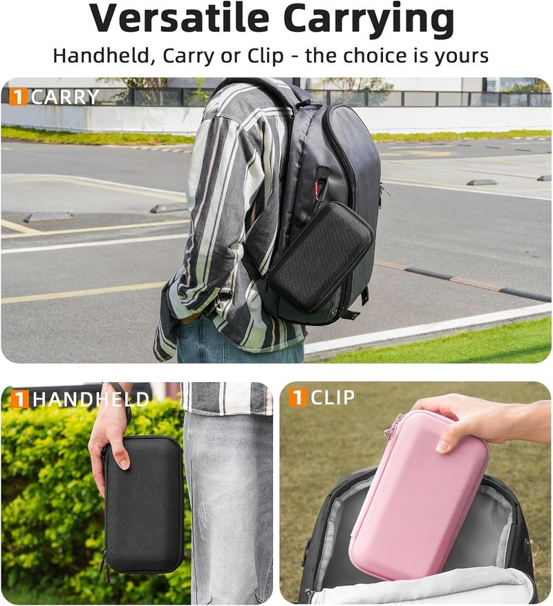 BRDRC Osmo Pocket 3 Case, Portable Carrying Bag Protective Hard Storage Bag for DJI Osmo Pocket 3 Creator Combo Camera Accessories with Wrist and Carabiner (Pink) - Image 5